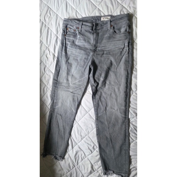 AG-ED Denim Mari Crop High Rise Slim Straight Gray Jeans Women's 33R - Picture 2 of 14